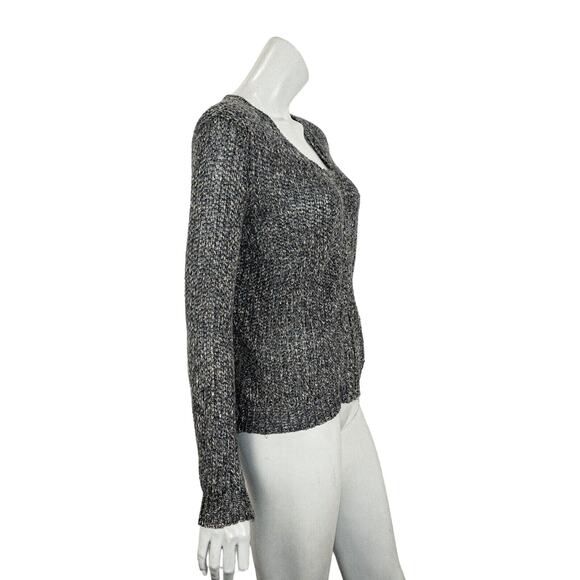 The Kooples Gray Linen Blend Zip Cardigan Sweater Women’s Large Knit - Picture 6 of 9